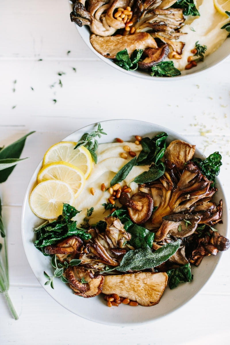 Pan-Seared Mushrooms with Parsnip Puree and Herb Butter