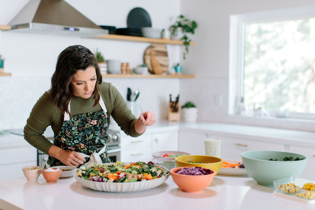 Fresh ingredients prepared by a personal chef in a Lake Tahoe home kitchen